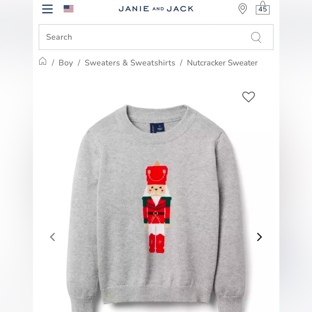Janie and Jack Gray Nutcracker Sweater size 2T